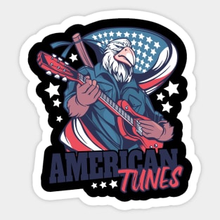 American Tunes Bald Eagle with guitar funny Sticker